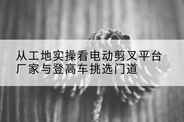 来凤电动剪叉升降平台厂家-从工地实操看电动剪叉平台厂家与登高车挑选门道